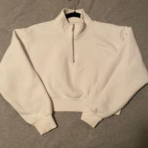 TNA perfect 1/4 zip cropped sweatshirt white, Medium